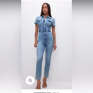 Good American Light Blue Denim Fit for Success Jumpsuit